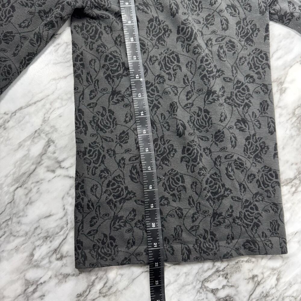 VTG Y2K Bebe Womens Small Black Floral Roses Mock Neck Top Grunge 3/4 Sleeve - Picture 4 of 6
